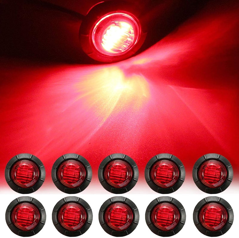 NBWDY 10pc 3/4 Inch Mount RED LED Bullet Marker Lights for Trucks, RVs, and Trailers - Image 1