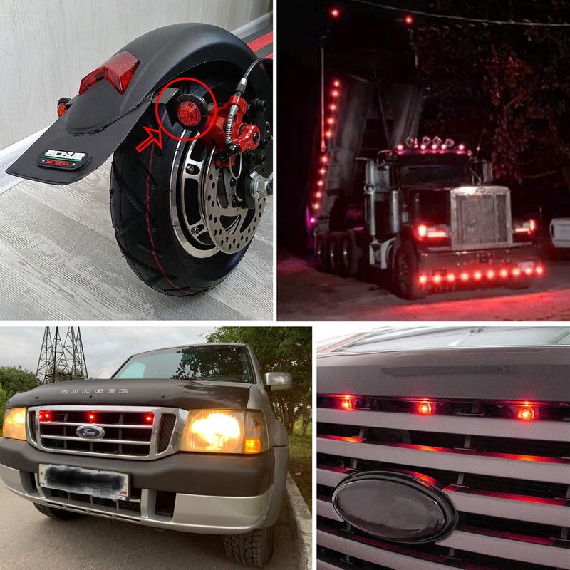 NBWDY 10pc 3/4 Inch Mount RED LED Bullet Marker Lights for Trucks, RVs, and Trailers - Image 4