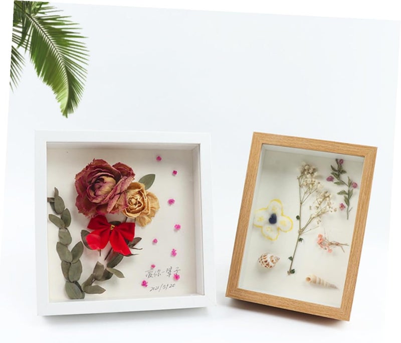 Wooden Photo Frame with Dried Flower Display 7-inch Hollow 3d Shadow Box Frame for Desktop Artworks and Botanical Specimens Home Décor - Image 4