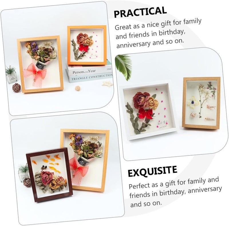 Wooden Photo Frame with Dried Flower Display 7-inch Hollow 3d Shadow Box Frame for Desktop Artworks and Botanical Specimens Home Décor - Image 3