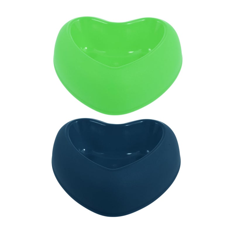 2Pcs Blue Green Heart Shaped Slow Feeder Pet Bowls For Dogs And Cats Food Water - Image 2