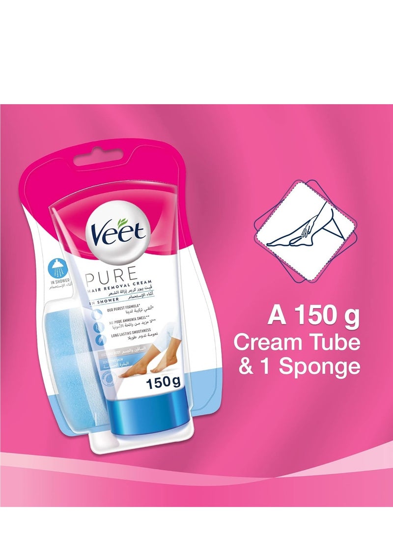 كريم إزالة الشعر بيور إن شاور للبشرة الحساسة، 150 جم - Image 3