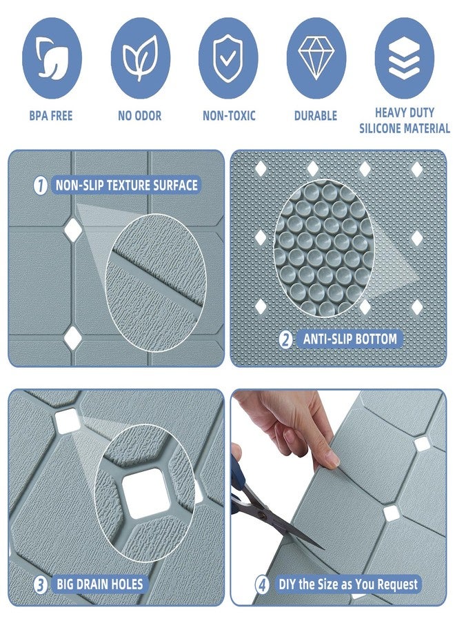MeimeiDe Bathtub Mat Non Slip Silicone Soft Odorless Bath Mat No Suction Cups for Refinished,Textured and Reglazed Tub Shower Mats Non-Slip 18 X 28Inch Grey - Image 4