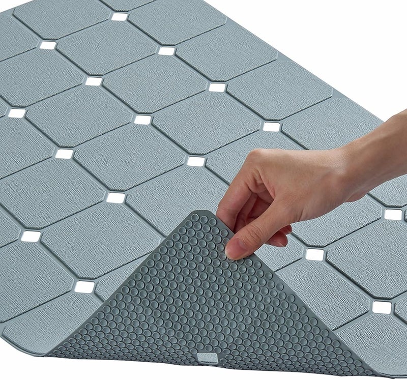 MeimeiDe Bathtub Mat Non Slip Silicone Soft Odorless Bath Mat No Suction Cups for Refinished,Textured and Reglazed Tub Shower Mats Non-Slip 18 X 28Inch Grey - Image 1