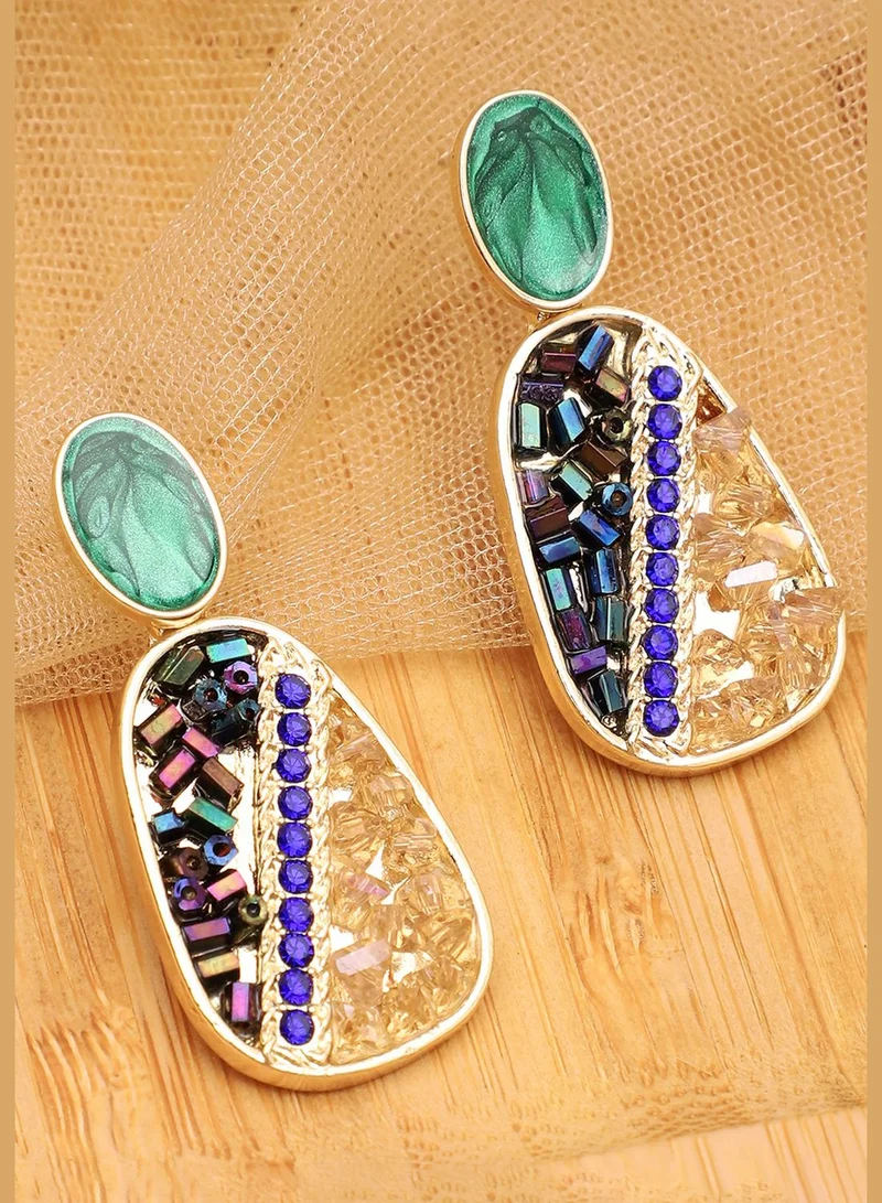 SOHI Gold Plated Party Designer Stone Drop Earring For Women