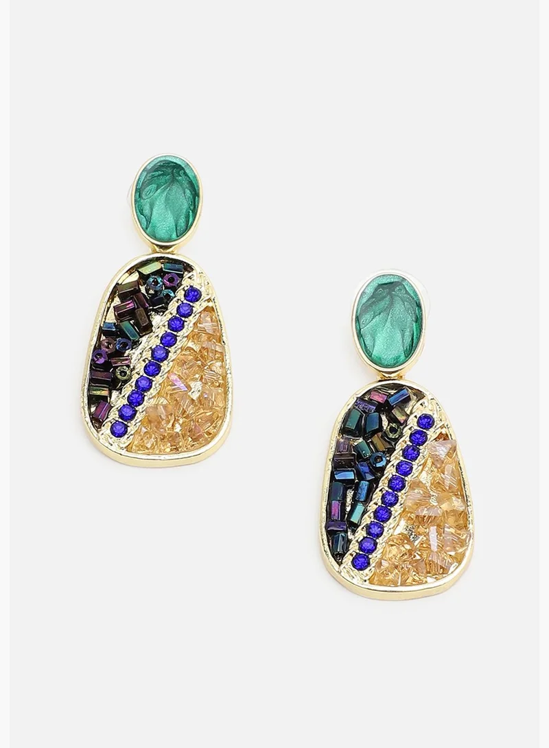 SOHI Gold Plated Party Designer Stone Drop Earring For Women