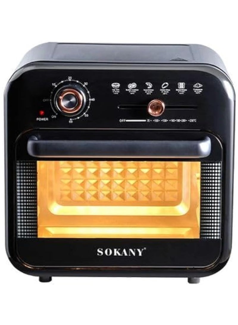 سوكاني قلاية هوائية وفرن بدون زيت، 1800 وات، سعة 18 لتر، اسود - SK-10001 - Image 2