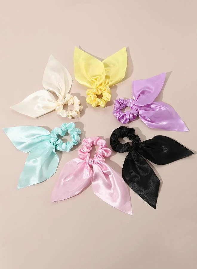 Take Two  Set of 6 - Solid Bow Hair Scrunchies for Women | Best Price UAE