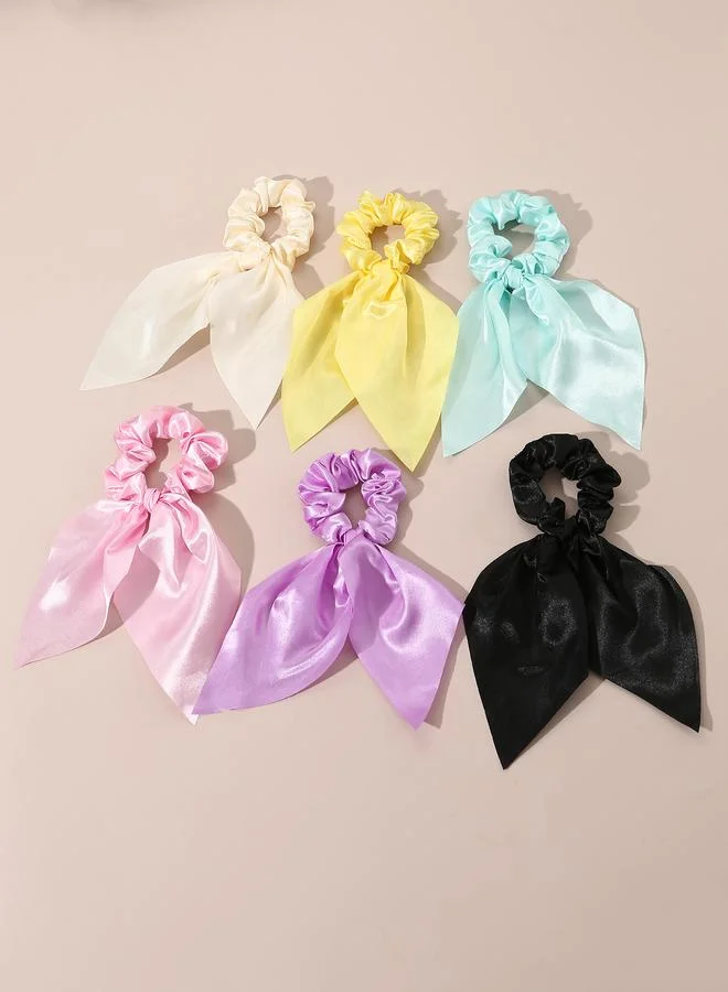 Take Two Set of 6 - Solid Bow Hair Scrunchies