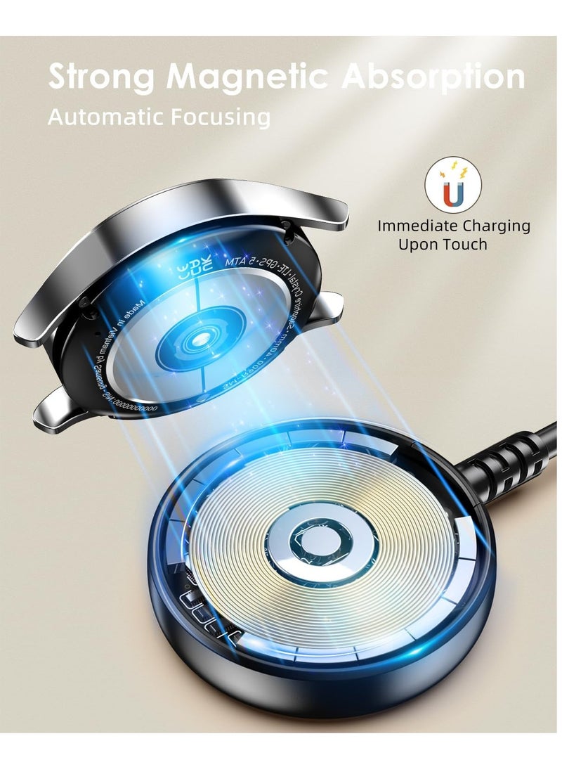 1Pack for Samsung Watch Charger Compatible with Galaxy Watch 7/6/6 Classic/5/5 Pro/4/4 Classic/3/Active Ultra/FE Galaxy Watch Charger USB Magnetic Wireless Charging for Samsung Galaxy Watch-3.3ft - Image 3