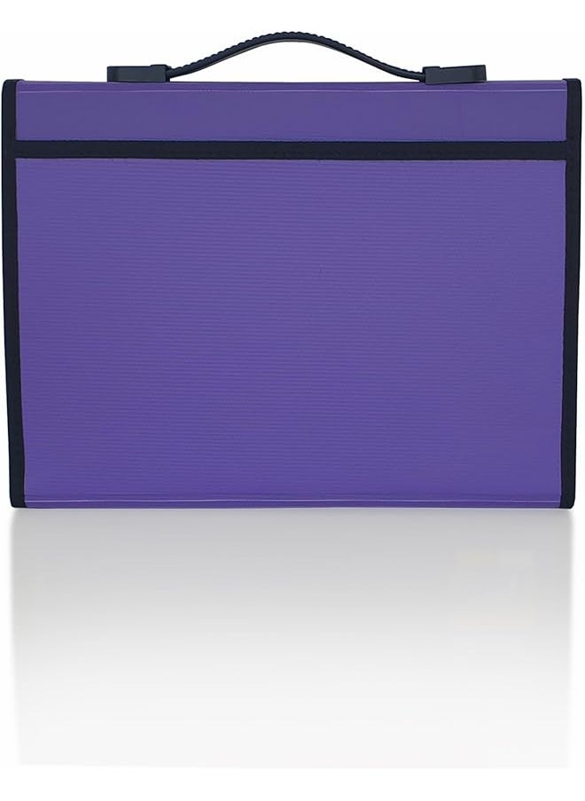 Maxi - Expansion File 13 Grids With Handle Purple 13 Pockets Expanding Folders Portable A4 Expandable Organizer - Image 1