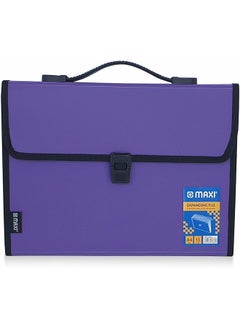 Maxi Expansion File 13 Grids With Handle Purple 13 Pockets Expanding Folders Portable A4 Expandable Organizer  - Image 1