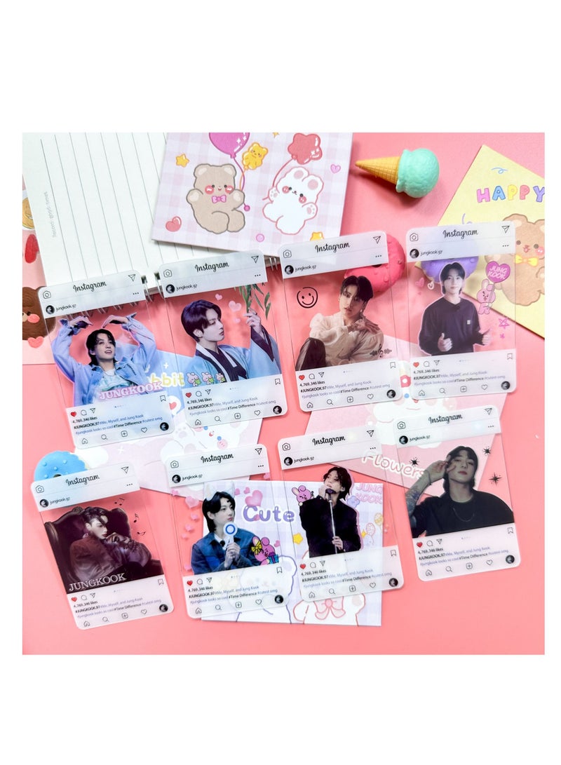 8 قطع من بطاقات BTS البلاستيكية الشفافة- JK - Image 2