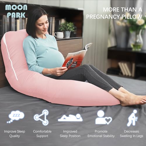 MOON PARK Pregnancy Pillows for Sleeping - U Shaped Full Body Maternity Pillow with Removable Cover - Support for Back, Legs, Belly, HIPS - 57 Inch - Pink - Cooling Cover - Image 4