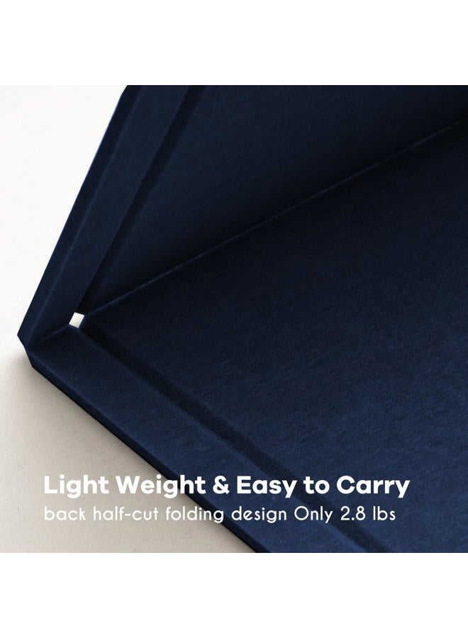 lightomorrow لوحة إعلانات كبيرة - 48 × 36 بوصة، لوحة دبابيس مصنوعة من الفelt للحوائط - 4' × 3' لوحة عرض صور قابلة للطي مع شريط لاصق ذاتي، تشمل 20 دبابيس دفع - أزرق داكن - Image 3