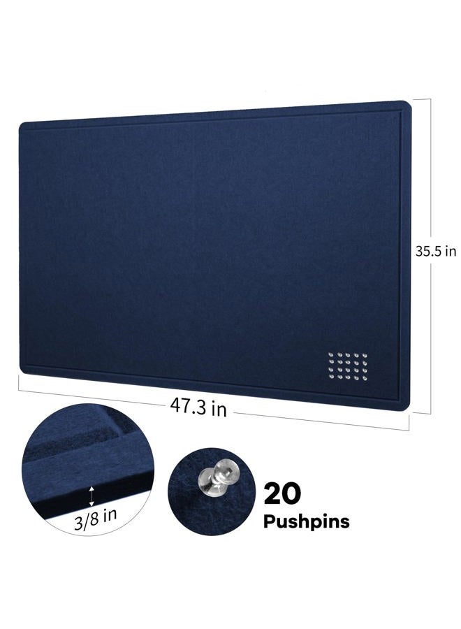lightomorrow لوحة إعلانات كبيرة - 48 × 36 بوصة، لوحة دبابيس مصنوعة من الفelt للحوائط - 4' × 3' لوحة عرض صور قابلة للطي مع شريط لاصق ذاتي، تشمل 20 دبابيس دفع - أزرق داكن - Image 5