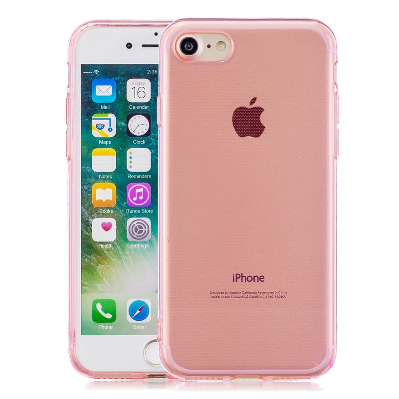 Generic (Unbranded) غطاء خلفي شفاف ملون من TPU لهاتف آيفون 6/6S / 6 بلس/6S بلس 7/8 7 بلس/8 بلس باللون الوردي - Image 1