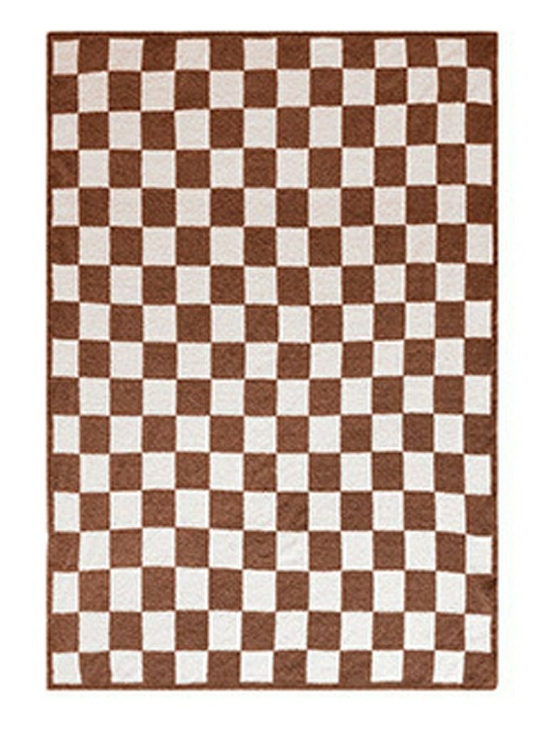 إسكدنيا رقعة الشطرنج نمط البطانيات الناعمة الحارة الكراميل / أبيض - Image 4