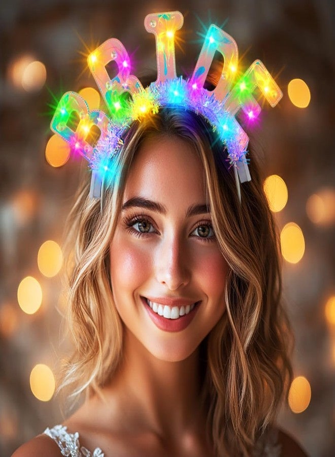 JEAIRTS Light Up Bride Headband Glowing BRIDE Letter Hair Band Led Bachelorette Party Hair Accessories for Women - Image 3