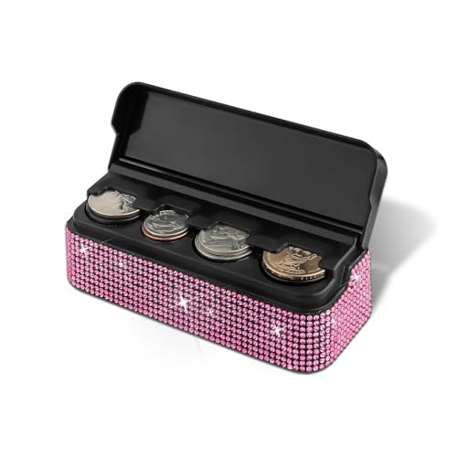 HAOBO Coin Holder for Car Coin Organizer Coins Change Organizer Compatible with Coins of Different Sizes Large Capacity Vehicle Interior Money Dispenser Accessories Fit Most Vehicles Pink - Image 1