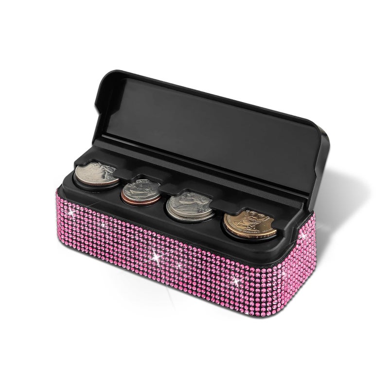HAOBO Coin Holder for Car Coin Organizer Coins Change Organizer Compatible with Coins of Different Sizes Large Capacity Vehicle Interior Money Dispenser Accessories Fit Most Vehicles Pink - Image 3