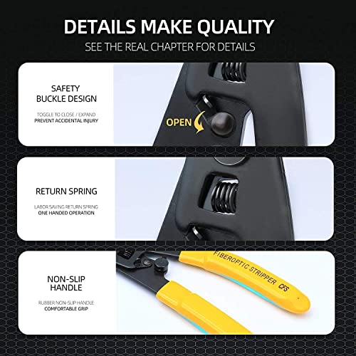 Afflatus Wire Cutter Wire Stripper and Cutter Wire Cutter Tool CFS-3 Fiber Optical Stripper 3 Hole Fiber Optic Stripping Pliers High Precision Fiber Cable Stripper Fiber Optic Stripper 2 Pcs - Image 3