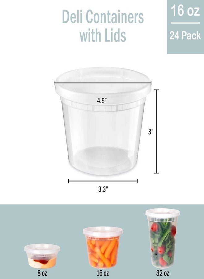 Galashield Deli Containers with Lids 16 oz. [24 Sets] Plastic Deli Cups Soup Containers with lids, To Go Food Containers - Image 3
