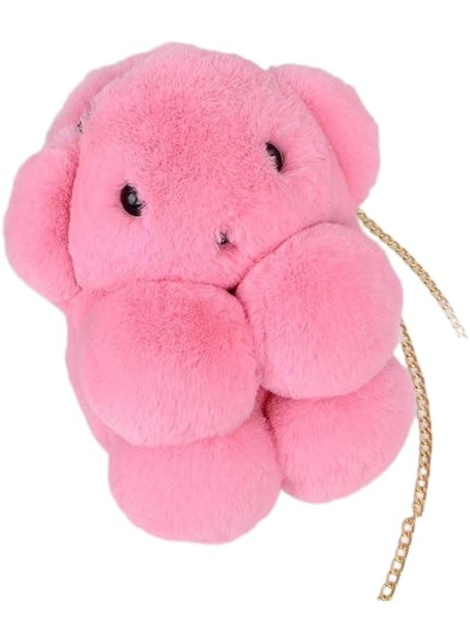 Furry teddy bear crossbody bag, convertible backpack with gold chain, stuffed bear bag for special occasions and holidays - Image 1