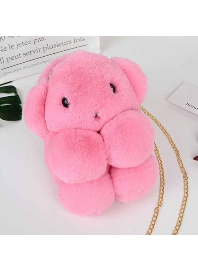 Furry teddy bear crossbody bag, convertible backpack with gold chain, stuffed bear bag for special occasions and holidays - Image 2