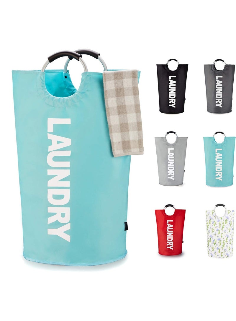 90L Laundry Basket Blue, Waterproof Laundry Hamper, Laundry Bag with Padded Handles, Clothes Hamper Stands Up Well, Collapsible Laundry Basket Easy Storage - Image 1