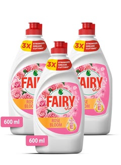 Fairy Rose Bloom Dishwash Liquid 3x600ml Pack of 3  - Image 1