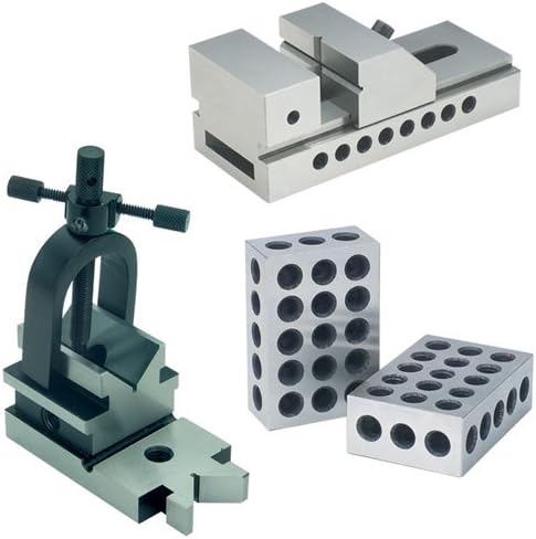 TTC Toolmakers Set Includes Screwless Vise AllAngle V block  Clamp  Precision Ground 123 Blocks Set