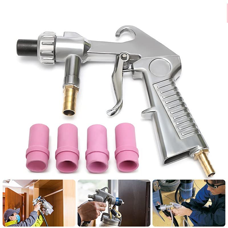 TOOGOND Sand Blaster Gun,Sandblasting Sandblaster Gun Kit for Sandblast Blast Cabinet with Ceramic Nozzles，Abrasive Sand Blasting Gun Air Compressor, 4Pcs Ceramic Nozzles Extra Iron Nozzle Tip Set - Image 4