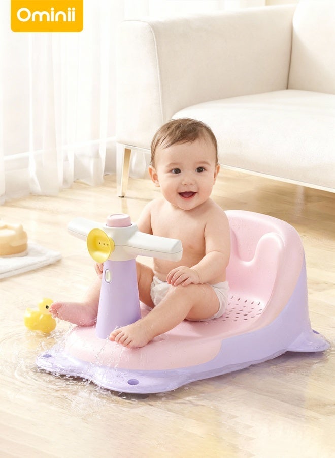 أوميني كرسي استحمام للأطفال مع زر موسيقي، تصميم آمن غير قابل للانزلاق، قابل للفك والاستخدام المتعدد، دعم مريح من 6–24 شهر - Image 1