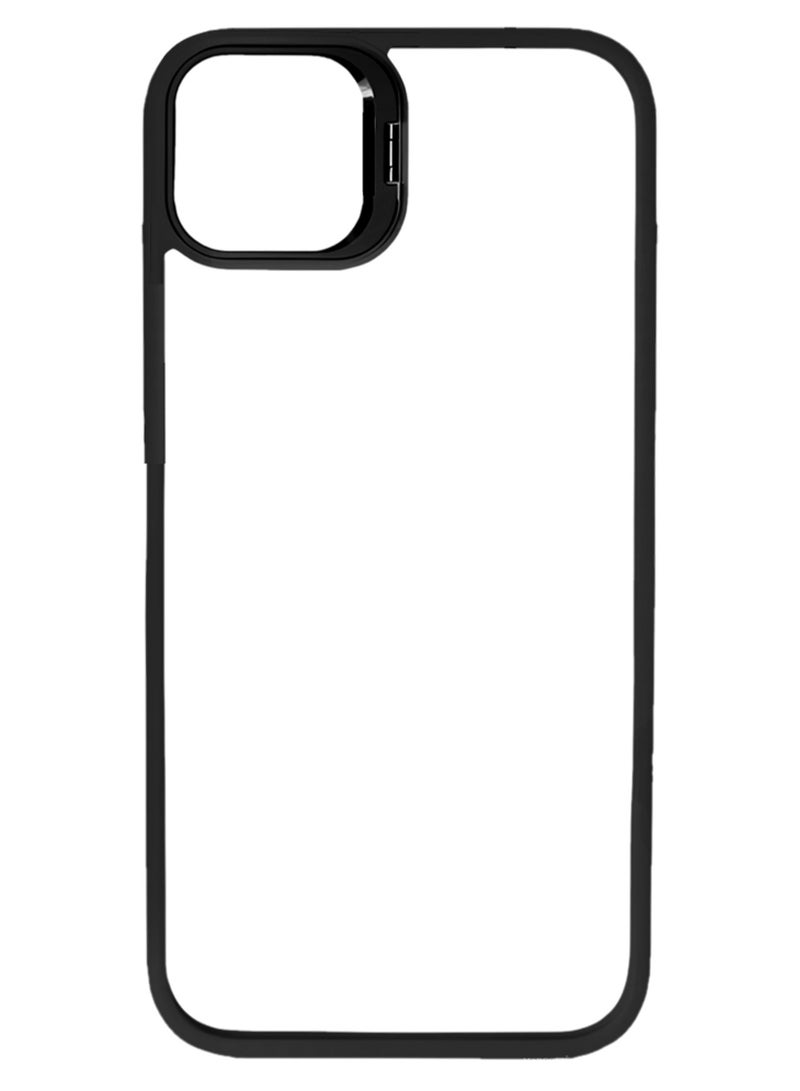 CATANES Transparent Case Cover with Flip Bracket Stand for iPhone 15 Plus – Shockproof Clear Back Cover with Lens Protection - Black - Image 2