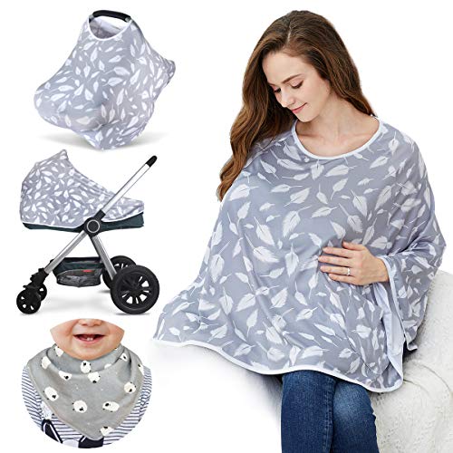 Kefee Kol Baby Nursing Cover & Nursing Poncho - Multi Use Cover for Baby Car Seat Canopy, Shopping Cart Cover, Stroller Cover, 360° Full Privacy Breastfeeding Coverage, Baby Shower Gifts for Boy&Girl - Image 1