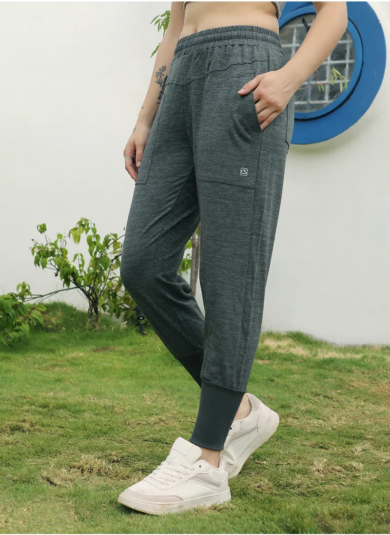 PINACOLADA Women's Olive Green Heathered Trackpants