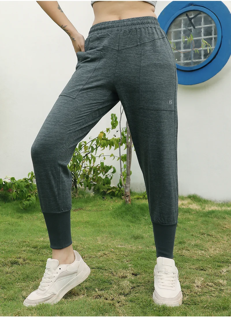 PINACOLADA Women's Olive Green Heathered Trackpants