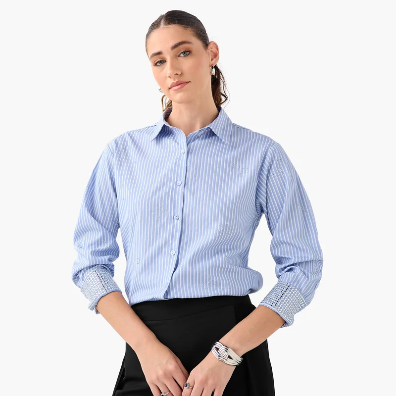 2Xtremz 2Xtremz Striped Embellished Shirt
