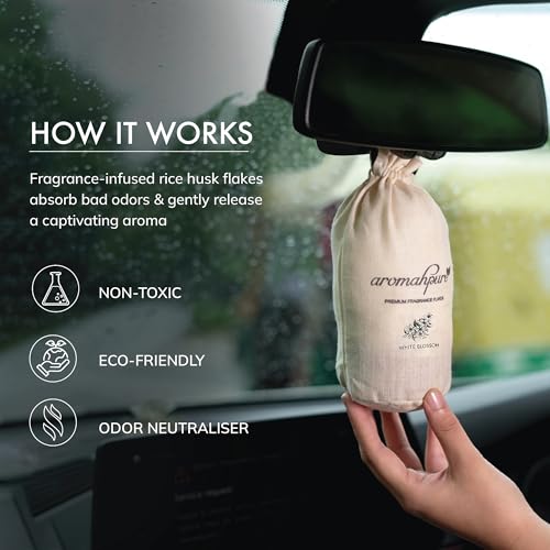 Aromahpure Premium Car Perfume Fragrance Flakes - White Blossom, Luxury Car Air Freshener made Organically with Essential Oil, Grains, and Flakes - 50 Gms, fragrant for 30 days, IFRA certified - Image 4