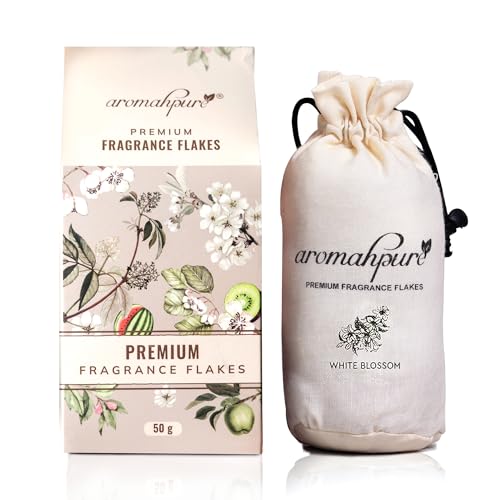 Aromahpure Premium Car Perfume Fragrance Flakes - White Blossom, Luxury Car Air Freshener made Organically with Essential Oil, Grains, and Flakes - 50 Gms, fragrant for 30 days, IFRA certified - Image 1