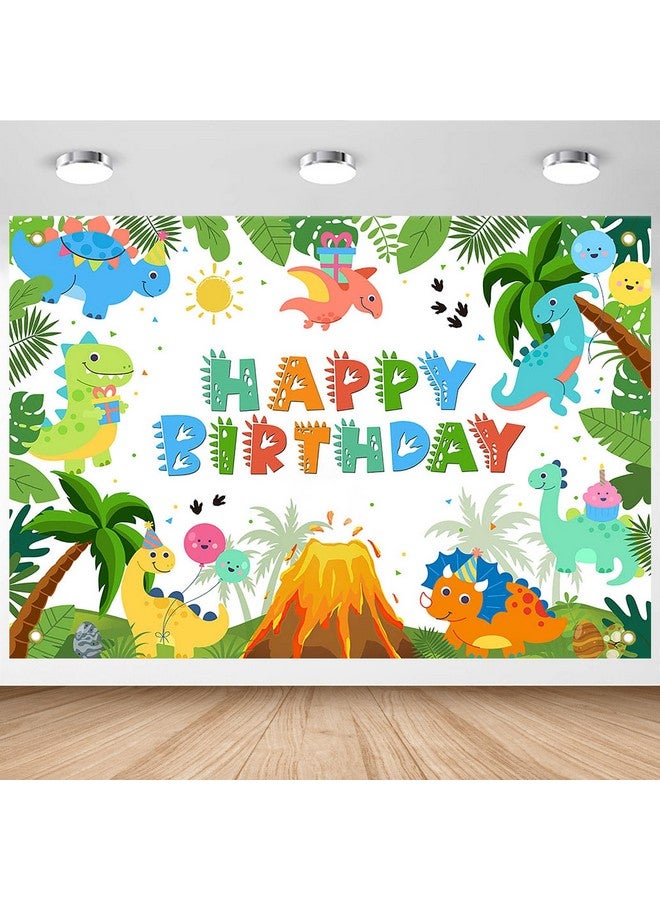 Avezano Dinosaur Birthday Backdrop Cartoon Dinosaur Birthday Banner for Kids Dino Themed Happy B-Day Party Decorations Jungle Dino Kids Party Supplies (7x5ft) - Image 1