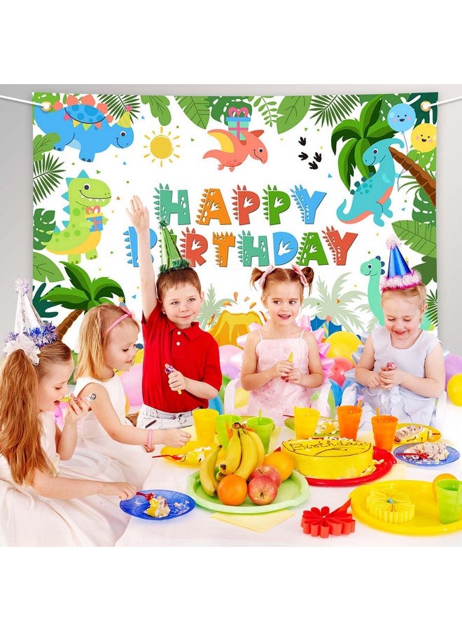Avezano Dinosaur Birthday Backdrop Cartoon Dinosaur Birthday Banner for Kids Dino Themed Happy B-Day Party Decorations Jungle Dino Kids Party Supplies (7x5ft) - Image 4
