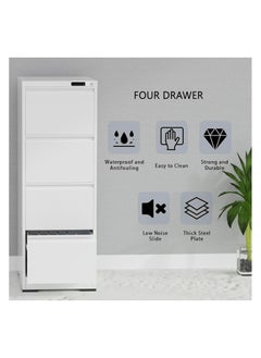 Mahmayi Mahmayi Modern 4-Drawer Steel Filing Cabinet with Digital Lock - Securely Organize Your Documents, Home, and Office Essentials in Style - White  - Image 3