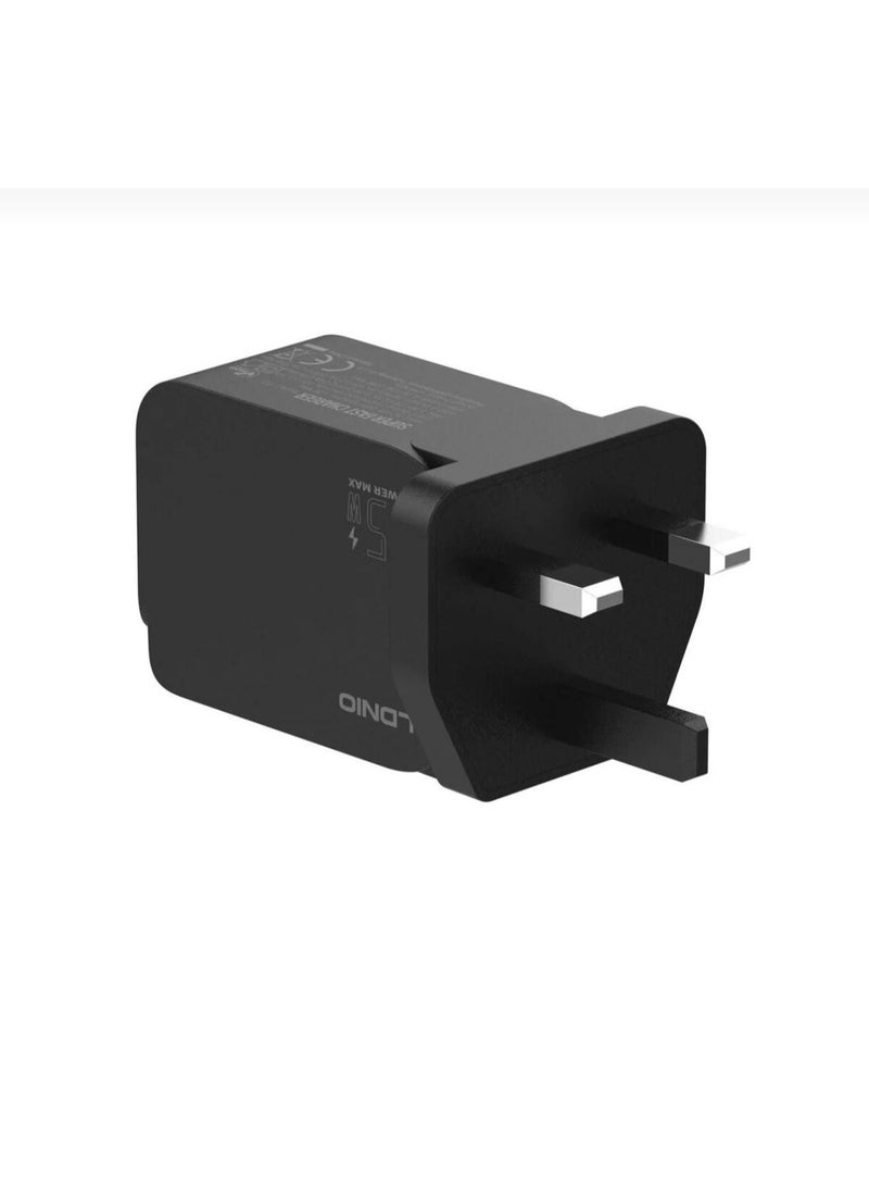 لدنيو شاحن حائط للهاتف اللوحي PD بقدرة 65 وات مع QC4+ ومنفذ USB ونوع C ومقبس توصيل محمول سريع الشحن عالمي في المملكة المتحدة مع حماية متعددة الوظائف لهاتف Apple Huawei Xiaomi Samsung، أسود - Image 2
