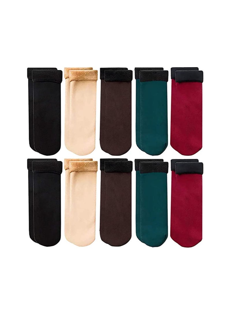 DeloPik Fluffy socks for Winter Warm Socks for Women Soft Wool thermal Socks Ladies Velvet Boots Floor Snow indoor socks (10 pair) - Image 1
