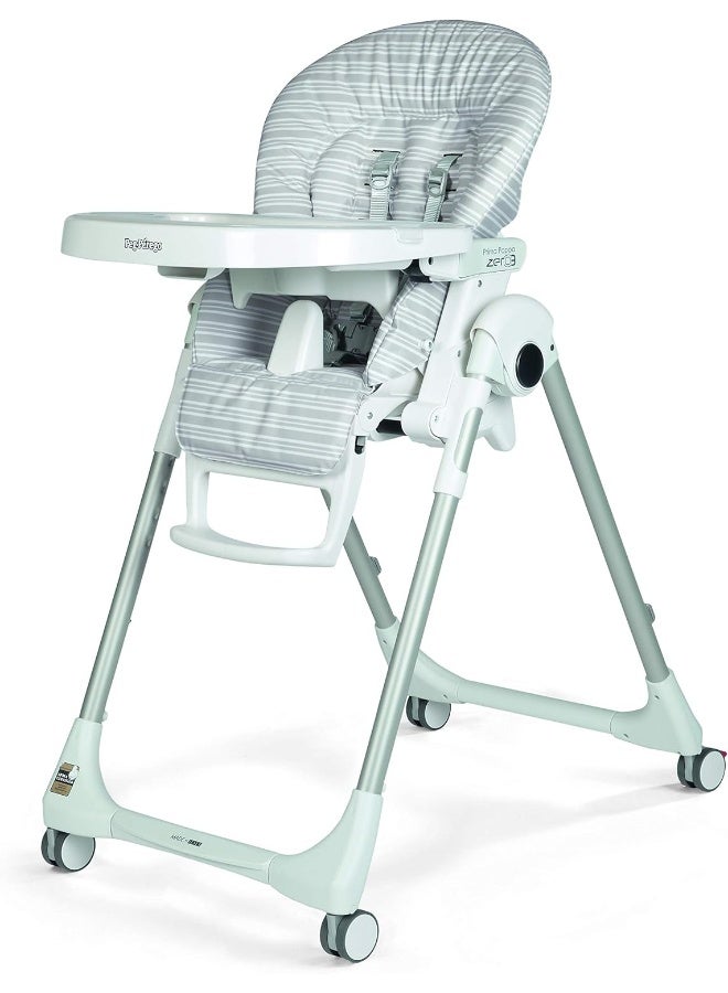 Peg Perego Prima Pappa Zero 3 - High Chair - for Children Newborn to 3 Years of Age - Made in Italy - Linear Grey (White & Grey) - Image 1