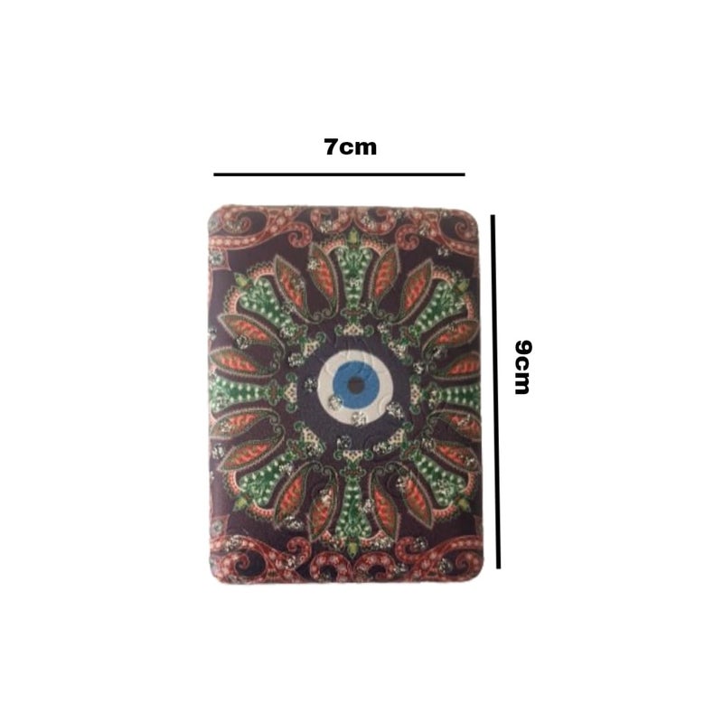 Portable Compact Evileye Metal and Glass Mirror for Women for Purses and Handbags and Travel with 2x1 Magnification one Side Colour and Print May Vary According to Availability  - Image 4