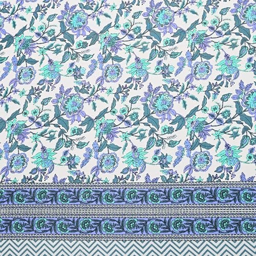 EasyGoods® 100% Pure Cotton Jaipuri Bedsheet with Pillow Covers | Soft & Breathable Fabric | Traditional Floral Print | Cotton Bedsheet (Blue 6, King) - Image 5