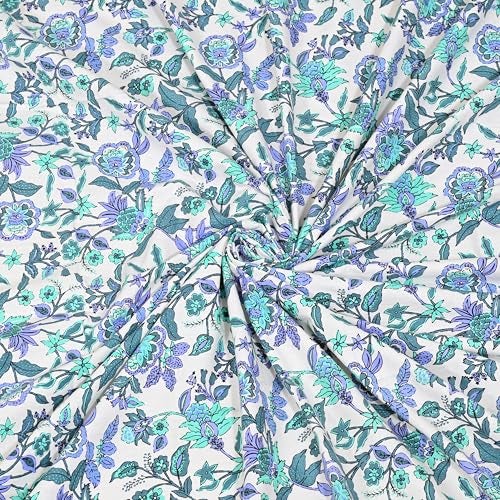 EasyGoods® 100% Pure Cotton Jaipuri Bedsheet with Pillow Covers | Soft & Breathable Fabric | Traditional Floral Print | Cotton Bedsheet (Blue 6, King) - Image 4